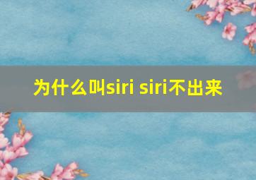 为什么叫siri siri不出来